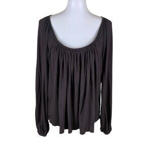 Jj Winks Brown Long Sleeve Peasant Blouse Boho Flowy Top Large